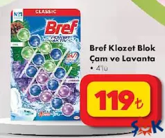 BREF KLOZET BLOĞU ÇAM VE LAVANTA 4'LÜ fiyat ve kampanya bilgisi